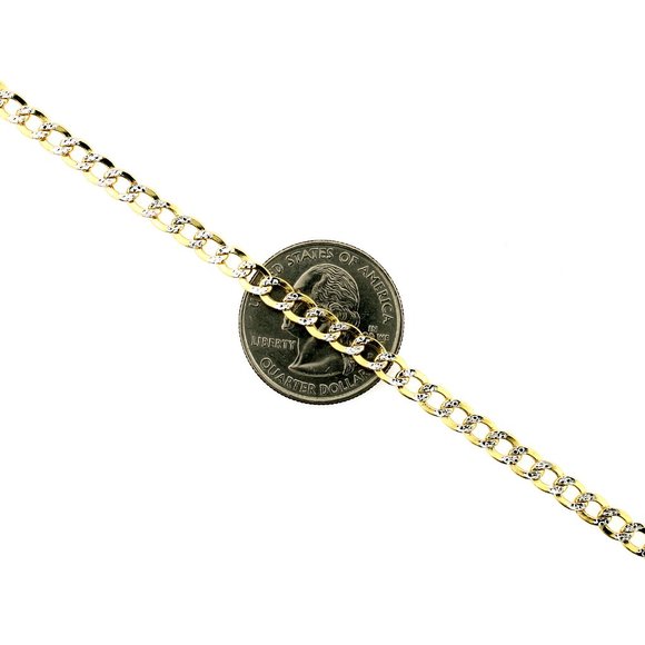 Real 10K Yellow Gold 3.5mm Diamond Cut Cuban Link Chain Necklace 26" inch - Picture 2 of 6